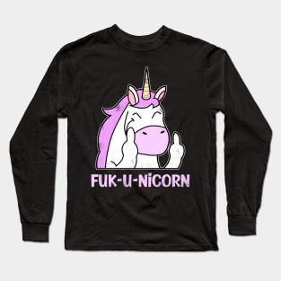 Pink Unicorn Middle Finger Long Sleeve T-Shirt